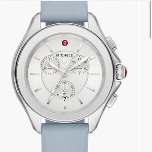 MICHELE: Women’s Light Blue Cape Silicon Strap Watch 40mm